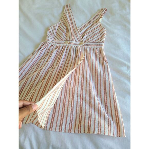 Zara Striped Mini Wrap Dress TRF Collection Women's Medium Sleeveless Wide Strap - Picture 3 of 7